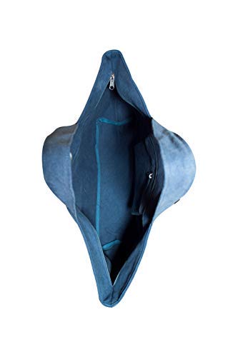 AQVA Unisex Handmade Eco-Friendly Washed Cotton Canvas Reusable Large Tote Bag with Top Zip Closure and Inner Zip Pocket for Grocery, Shopping, Travel, Work, Beach, Lunch (Royal Blue)