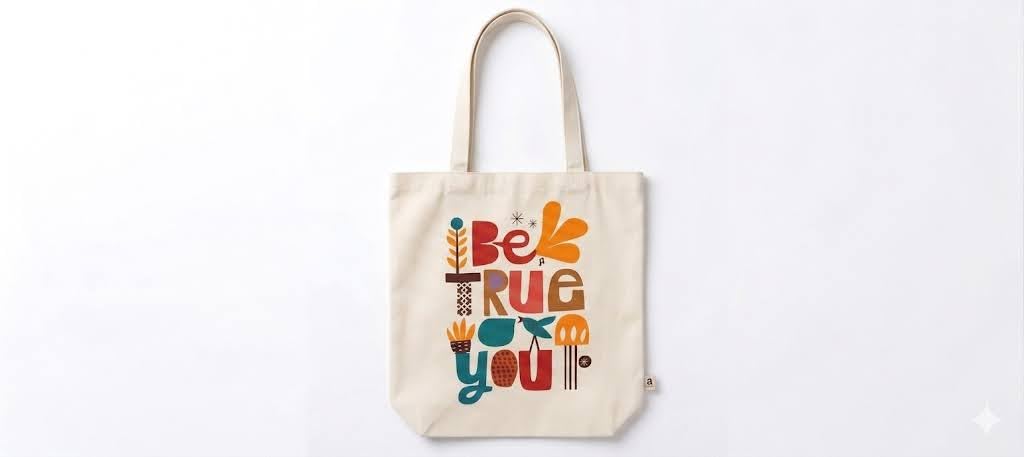 Inspirational Quotes Reusable Tote Bags | 100% Organic Cotton Shopping/Grocery Tote Bags For Women Office College Grocery,Vegetable Bags Market, Canvas Bag 15kgs Capacity (BE TRUE)