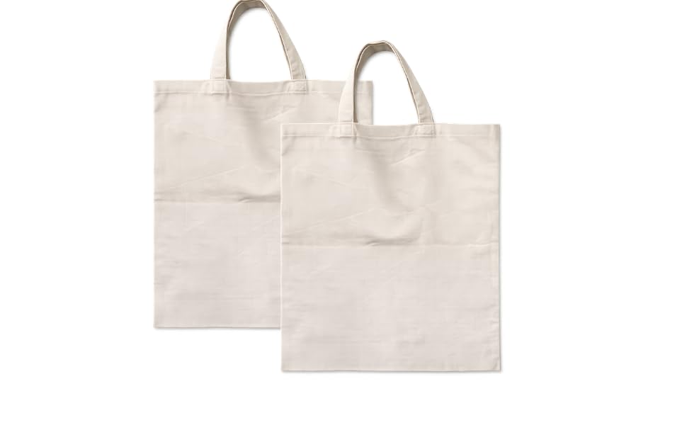 GRAICOT 100% Cotton Tote Bags (Pack of 2, 16x14 Inch) - 150 GSM Medium Size Eco-Friendly Unbleached Canvas Tote Bag for Grocery Shopping, Storage, DIY Painting & Craft