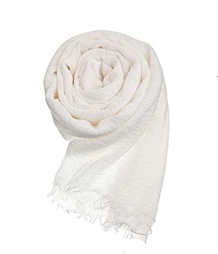 ICW Women's Premium Wrinkle Ironless Crinkled Cotton Scarf Stoles Shawl Head Scarves For Girls (White), For Female