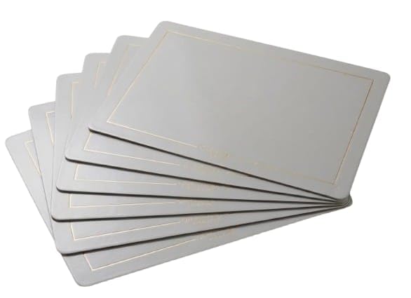 Dribble Premium PU Leather Placemats Set of 6, Double Layer Waterproof Heat Resistant, Non-Slip Easy Clean Dining Table Mats for Kitchen, Dining & Office Desk, Reversible & Smooth Finish (Silver) Kafalo