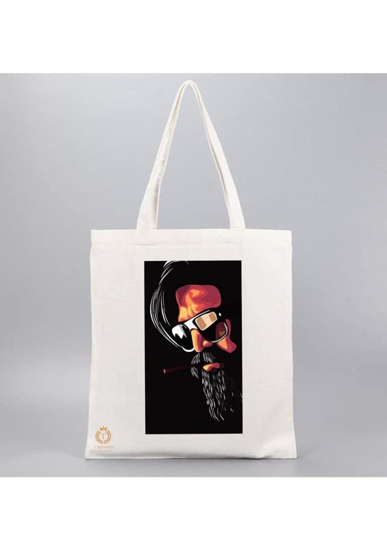 TAJNAN Reusable Tote Bags|100% Organic Cotton Grocery Bag|Eco-Friendly, Multi-Purpose Bag|Sturdy Canvas Bag with 15kgs Capacity | Multiple Stylish Designs,Pack of 1 (KGF1) - Best Gift for Valentines