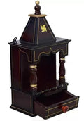 Wooden Temple for Home Shop Office | Art and Craft | Puja Mandir | Wall Hanging and Table Top | Brown | 23L x 16W x 54H Centimeters