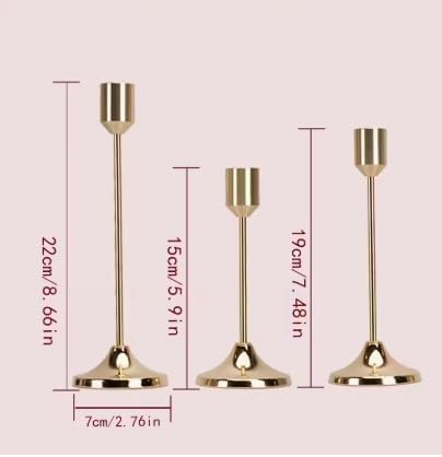 wisied Gold Taper Candle Holders: Tall Candlestick Holder for Table Centerpiece Set of 3 Metal Candles Stick Holders Stand Wedding Decor