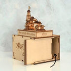 Wooden Ram Mandir Ayodhya Temple Model with Shri Ram Design | Handcrafted Wooden Temple Decorative Showpiece | LED Lighted Mandir for Home, Pooja Room, Office & Festive Decor