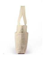 Aurbuy Cotton Tote Bags for Women, College Bag for girls With Inner & Outer Pockets, Utility Tote bags for Shopping, Travel & Daily use (Bag-4Pocket-Cream)