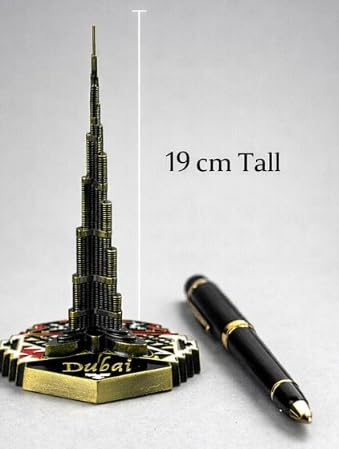 Burj Khalifa Miniature Model, Dubai Tower Replica, 19 cm Tall, Black and Gold Finish, Decorative Collectible (Red Bronze)