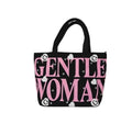 THE SACK CO. Large Canvas Tote Bag for Women, Tote Handbags for Women with Zipper &t for College, Shopping, Office (gntl women pink writing blk)