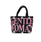 THE SACK CO. Large Canvas Tote Bag for Women, Tote Handbags for Women with Zipper &t for College, Shopping, Office (gntl women pink writing blk)