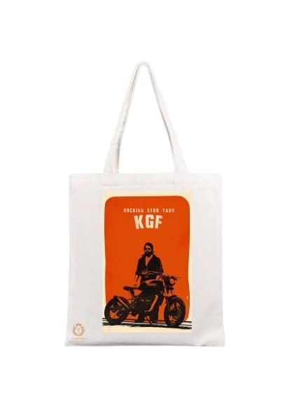 TAJNAN Reusable Tote Bags|100% Organic Cotton Grocery Bag|Eco-Friendly, Multi-Purpose Bag|Sturdy Canvas Bag with 15kgs Capacity | Multiple Stylish Designs,Pack of 1(KGF2 Bag)
