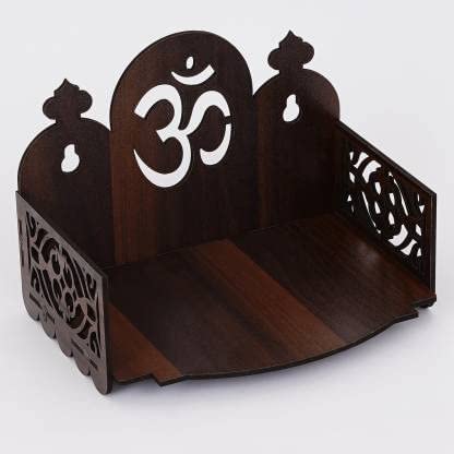 SHREE RAM IMPEX Wooden Readymade Wall Mounted Hanging Temple for Home for Pooja, Room Mandir, Shop and Office (OM)