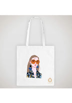 TAJNAN Organic Cotton Reusable Grocery Bags | Eco-Friendly, Multi-Purpose Canvas Tote Bag Pack of 1 (Blue Girl)