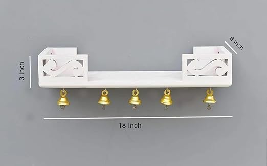 Marusthalee Floating Wall Mounted Wooden Temple for Home & Office | Compact Pooja Mandir with Shelf | Modern Design Spiritual Decor Unit (White)
