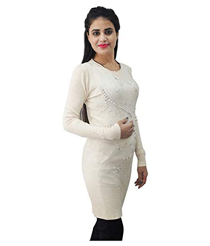 HAUTEMODA Woollen Regular Tops - Navy (Cream, Large)