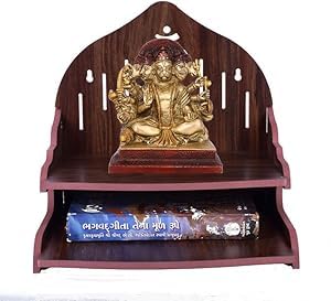 Kriyanta Wooden Wall Mounted Hanging Puja Temple - Stylish Wood God Stand for Pooja Room, Home Mandir Table (D D Temple 320)