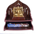 Kriyanta Wooden Wall Mounted Hanging Puja Temple - Stylish Wood God Stand for Pooja Room, Home Mandir Table (D D Temple 320)