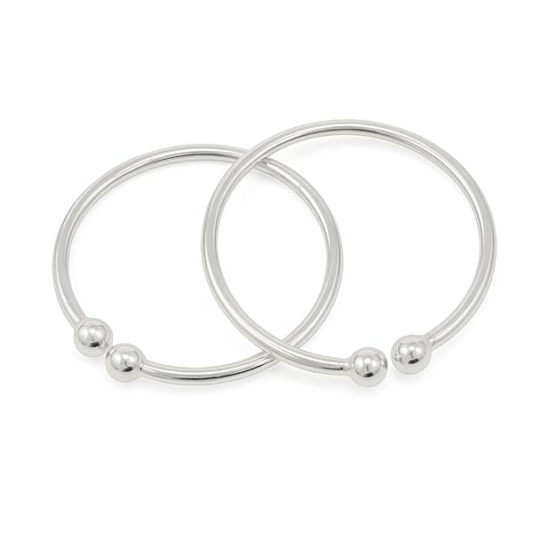MOONPLUS Sterling Silver Baby Kada Anklet | Adjustable Payal for Girl and Boy Infant | Newborn Baby anklet | 0 to 6 month