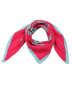 Beau Design Women's Stylish Square Polyster Trendy Digital Printed Fashion Head Neck Scarf Stole Wrap - Dark Pink Blue Large 29 X 29