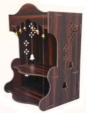 SSI Fully Handmade beautyfull Small Wooden Home and Office Temple/Pooja Mandir Pooja ghar (DRK Brown)