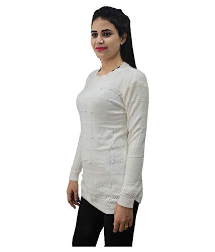 HAUTEMODA Woollen Regular Tops - Maroon (White, Large)