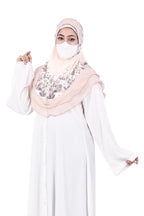 Markaz Hijab Printed Malaysian Instant Hijab for Women | Floral Border Design | Ready to Wear Modest Fashion Headscarf | Elegant Muslimah Style (CREAM, L (30))