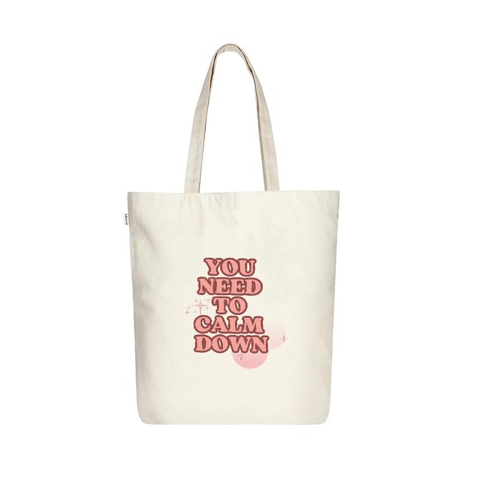 THE UMBRELLA STORE Tote bag, Cotton tote bag with pocket inside (You need to calm down)