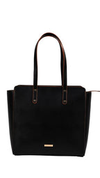 The Gusto Beyond Plus Genuine Vegan Leather Tote Bags for Women|Ladies Stylish Faux Leather Shoulder Hand Bag with Zipper Closure|Office College Travel Casual Use- Black
