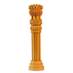 Vasu Creation Ashoka Pillar Wooden Decorative Statue, Hand Carved, 30 cm, Golden Brown (10inch)
