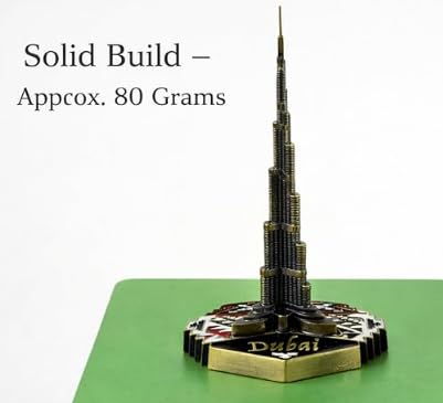 Burj Khalifa Miniature Model, Dubai Tower Replica, 19 cm Tall, Black and Gold Finish, Decorative Collectible (Red Bronze)