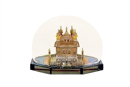 BOGEN LITE - 24K Gold Plated Golden Temple Amritsar Miniature in Glass Dome Souvenir Showpiece for Home Decor, Office Desk, and Gifts (Medium)