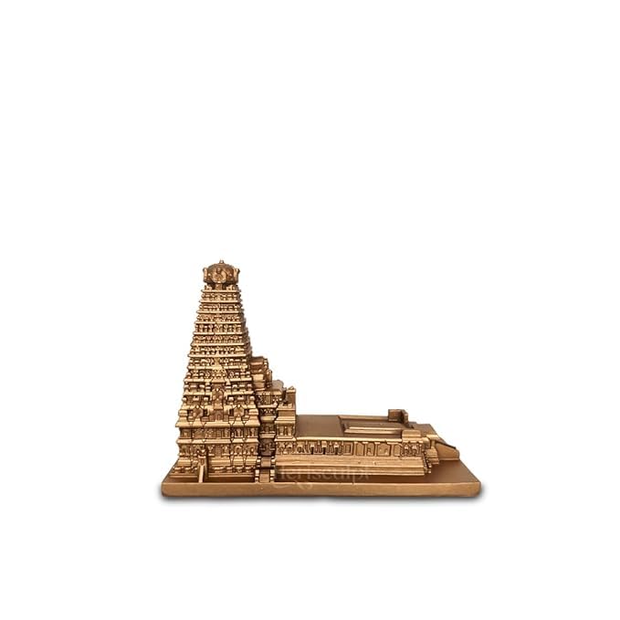 Brihadeeswarar Temple Miniature 3 inch – Handcrafted Thanjavur Big Temple Replica – Premium Resin & Marble Dust Sculpture with Antique Bronze Finish – South Indian Cultural Home Décor & Gift