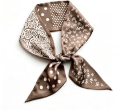 Voxlap Brown Satin Skinny Scarf Headband 90x6.5cm - Versatile Boho Hair & Neck Accessory