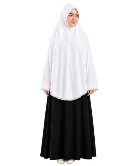 Aaraish White Namaz Makhna with Front Zip for Women | Soft Lightweight Prayer Wear | Full Coverage Salah Dress for Hajj, Umrah & Daily Prayer
