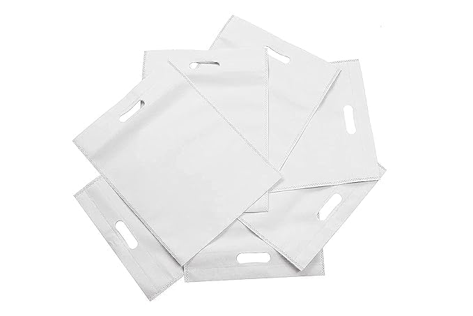 GOKULESS MART D Cut Cloth Carry Shopping Bag (16 X 21 Inch), White, Pack of 50 | Gift, ECO Friendly, Reusable Hand Bag For Grocery,Cloth, Cotton
