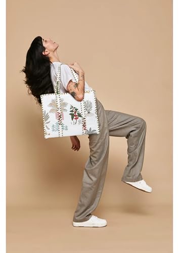 Yda fashion Quilted Cotton Tote Bag for Women & Men, 3 Layer Shopping Bag, Printed Reusable Grocery Tote, Lightweight Multipurpose Shoulder Handbag for Daily Use