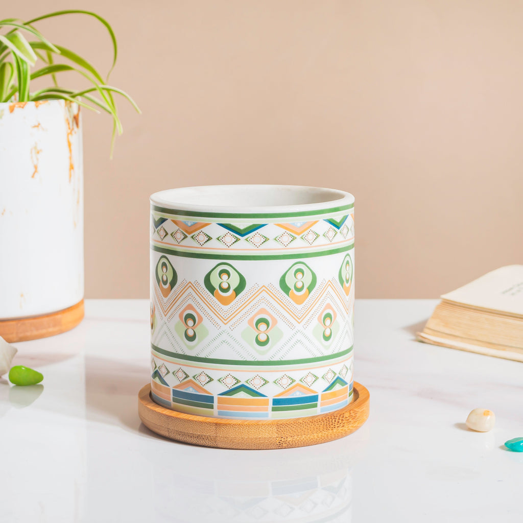 Potted Palette Ceramic Planter With Coaster Set Of 5 Nestasia