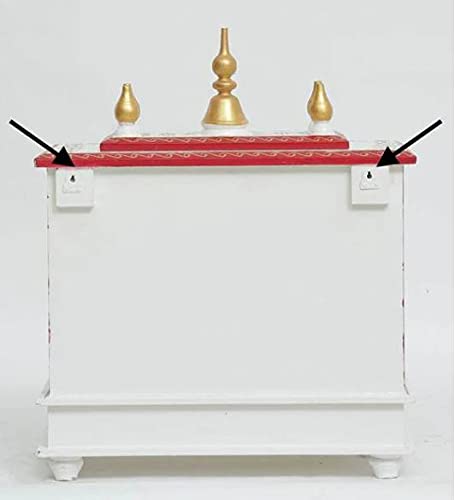 Jodhpur Handicrafts MDF Wood Home Temple Mandir for Big Size Temple for Home with Door Pooja Stand for Home Wall Mount(18 inch x 9 inch x 22 inch, White & Red) Jord702WR