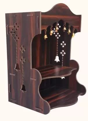 SSI Fully Handmade beautyfull Small Wooden Home and Office Temple/Pooja Mandir Pooja ghar (DRK Brown)