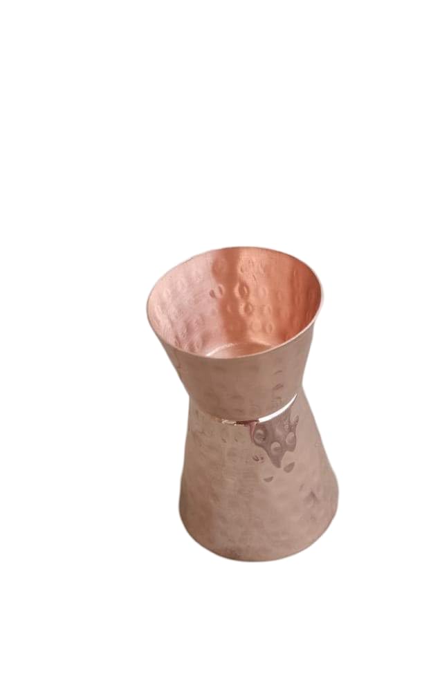 STREET MART Pure Brass Peg Measure Cup, Double-Sided 30ml/60ml, Bar Tool peetal Jigger Engraved Design (2, Copper Hammered)