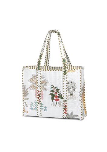 Yda fashion Quilted Cotton Tote Bag for Women & Men, 3 Layer Shopping Bag, Printed Reusable Grocery Tote, Lightweight Multipurpose Shoulder Handbag for Daily Use