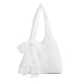 PALAY Lace Bow Shoulder Tote Bag, Floral Embroidered Slouchy Hobo for Women