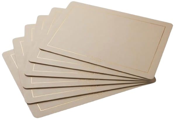 Dribble Premium PU Leather Placemats Set of 6, Double Layer Waterproof Heat Resistant, Non-Slip Easy Clean Dining Table Mats for Kitchen, Dining & Office Desk, Reversible & Smooth Finish (Light Beige) Kafalo