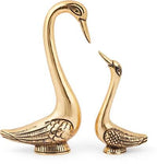 Prince Home Decor & Gifts Love Birds swan metal Showpiece Set - Pair of Kissing Duck ( Golden )