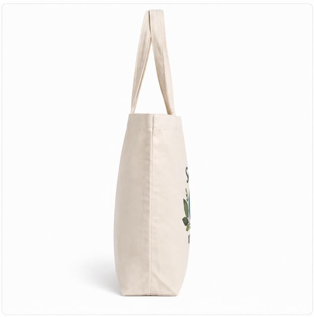 Cotton Canvas Tote Bag, Natural, 100% Cotton, Large, Shopping & Daily Use, Single Compartment, Printed, 330 GSM (Eco Design – Save Earth (100% Reusable))
