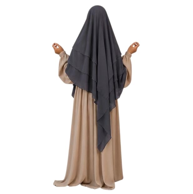 TRIPLE LAYER KHIMAR HIJAB/MULTI LAYER HIJAB/FULL SIZE KHIMAR LAYER (CEMENT GREY)