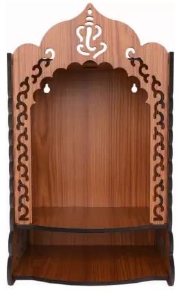 MANDIRAM Ssi Fully Handmade Beautyfull Small Wooden Home And Office Temple/Pooja Mandir Pooja Ghar, Fantasy, 22 Cm
