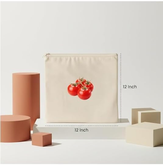 Ternero Vegetable Printed Pure Cotton Tote Bag, Reusable Grocery Bag, Lightweight Shopping Bag for Daily Use