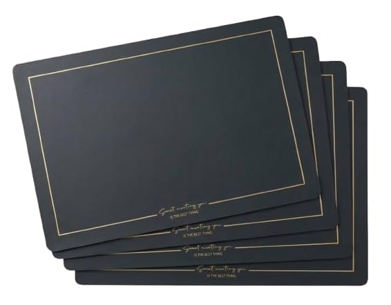 Dribble Premium PU Leather Placemats Set of 4, Double Layer Waterproof Heat Resistant, Non-Slip Easy Clean Dining Table Mats for Kitchen, Dining & Office Desk, Reversible & Smooth Finish- (Grey) Kafalo