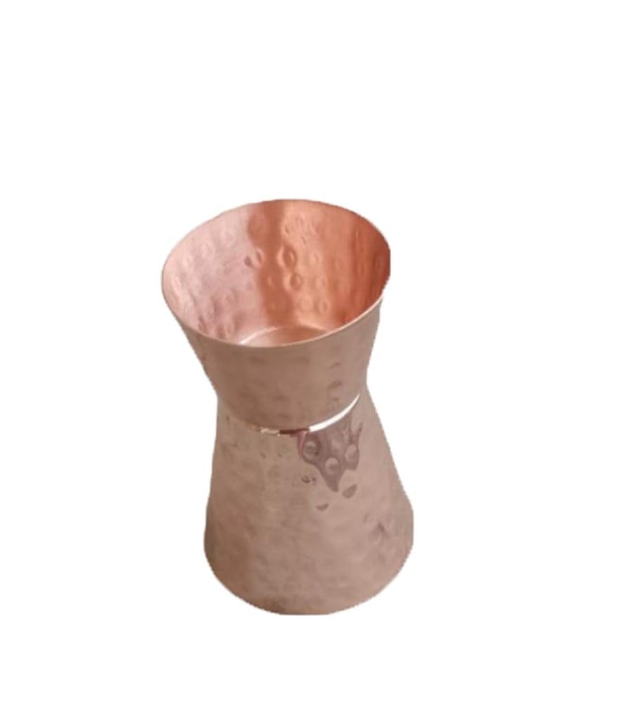 STREET MART Pure Brass Peg Measure Cup, Double-Sided 30ml/60ml, Bar Tool peetal Jigger Engraved Design (4, Copper Hammered)