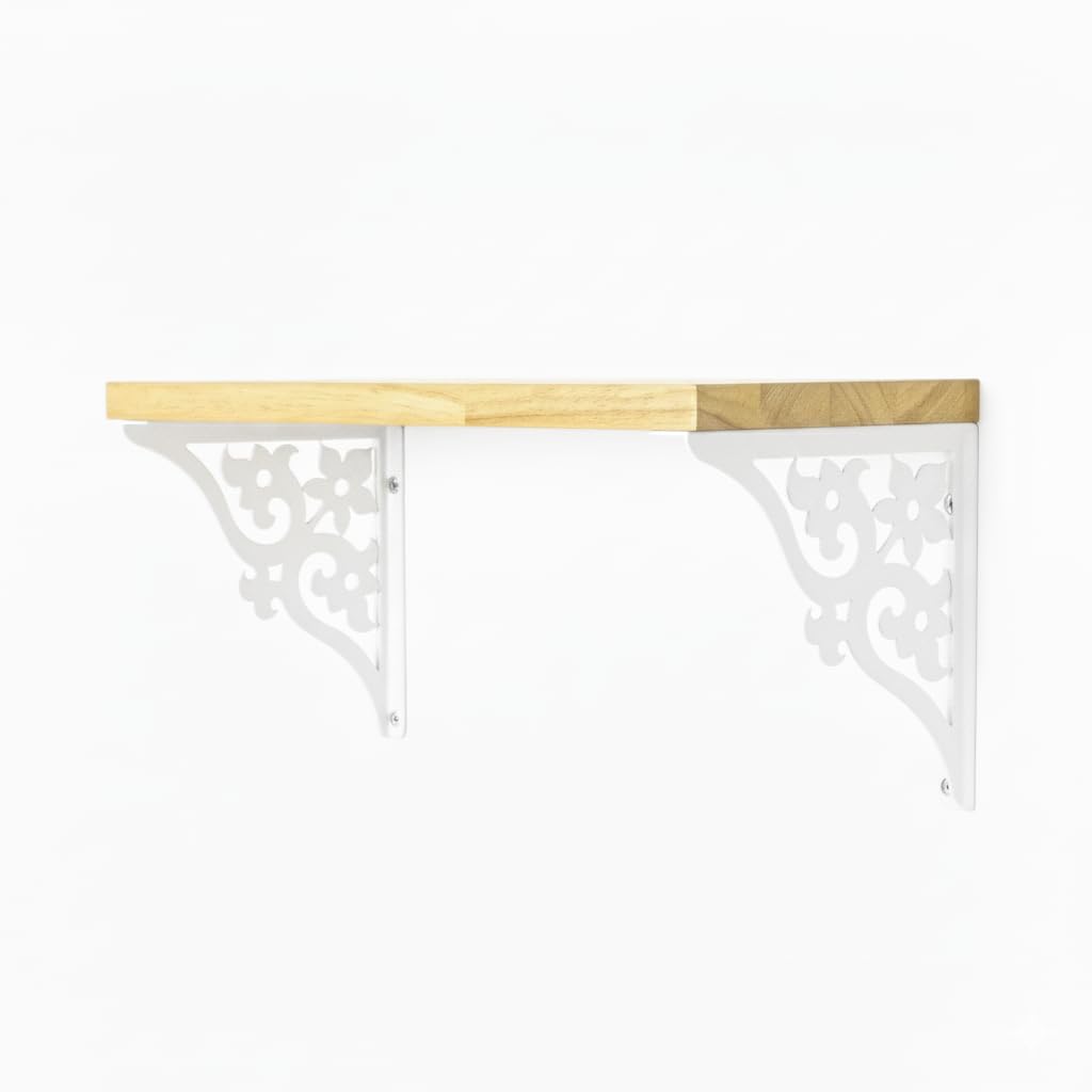 Spillbox Wooden Pooja Home Temple|White Metal Shelf |Wall Mountable|Easy Screw Assembly|Home Temple for Puja Room |Pooja Stand | Mandir-Triple Floral (Small White)
